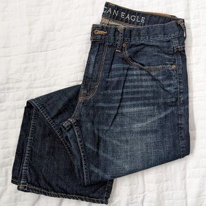 American Eagle Low Rise Boot Cut Jeans, Dark Blue, 34/30